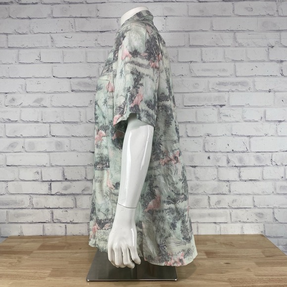 Tommy Bahama Shirt Men's XL Hawaiian Camp Shirt Silk Blend Floral Flamingos - Picture 4 of 12